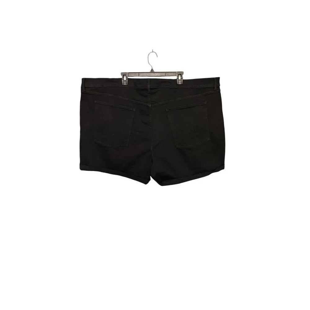 Old‎ Navy Women's Black Denim Mid Rise Shorts With Cuffed Hem & Pockets Size 28